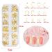 Aysekone 12 Grids Gold 3D Alloy Rivets Nail Charms Studs - Geometric Circle Heart Triangle Square Moon Nail Art Decorations - Buy Online on SooperMarket.com