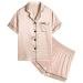 SWOMOG Kids Silk Pyjamas Girls Boys Short Sleeve Satin PJs Sets Button-Down Silky Nightwear Children Sleepwear Teens Age 4-16 4-5 Years Champagne