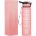 ELYPHINE 32/24 oz Water Bottle with Removable Straw & Time Marker | BPA Free Tritan | Leakproof | Motivational Sports Jug - Veiled Rose - Buy Online on SooperMarket.com