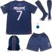 DMDMK Paris Mbappe #7 2023/2024 Home Jersey Shorts and Socks Kids and Youth Size Navy 26 (9-10 years)