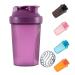 KANGSIT Protein Shaker Bottle with Stainless Steel Mixing Ball BPA- and DEHP-free Leakproof Flip On Lid- Protein & Supplement Shaker Bottle 400ml Purple