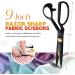 Premium 9-inch Fabric Scissors for Sewing - High Density Carbon Steel Shears with Bonus Measuring Tape for Fabric, Leather, and Metal Cutting - Buy Online on SooperMarket.com