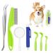 Starfa Lab tick removal tool set 7PCs plastic tick lever including stainless steel tweezers and comb for dogs cats and humans (7PCS-A)