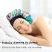 Satin Silk Double Layer Green Flower Hair Bonnet for Black Women - Large Silky Lined Sleep Cap for Curly Hair - Wide Band Strap - 1 Pc - Buy Online on SooperMarket.com
