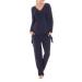 Herzmutter Maternity Homewear Set for Women - Three Piece Nursing Pyjamas - Pregnancy Wellness Set - Leisure Suit for Pregnancy and Breastfeeding - Trousers Top Cardigan - 8100 L Dark Blue
