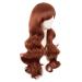 MapofBeauty 28-Inch Ginger Orange Wavy Wig with Side Part Bangs - Long Curly Hair for Women - International Shipping Available - Buy Online on SooperMarket.com