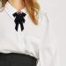 Lijun Vintage Ribbon Bowtie for Women | Big Bowknot Necktie with Bee Crystal Brooch | International Shipping Available - Buy Online on SooperMarket.com