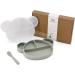 Suction Silicone Baby Plate with Lid, Spoon & Divided Sections - BPA Free & Dishwasher Safe - Toddler Self Feeding Dinnerware Set in Light Green - Buy Online on SooperMarket.com