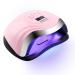 168W nail dryer lamp Aokyom UV LED lamp for nail nail lamp with 10/30/60/99S Timer LCD display and smart sensor for fingers/toenails and for all gel nail polish Geln gel Shellac (silver pink) Fantasy pink silver