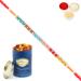 Ghasitaram Gifts Rakhi for Brother Rakhis Online - 6518 Fancy Thread Rakhi with 100 GMS of Dryfruits Mix Can