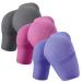 EUYZOU Women 3 Pieces Butt Lifting Yoga Shorts - High Waist Tummy Control Workout Gym Shorts Seamless Booty Leggings Grey/Purple/Rose Red 3pk Medium