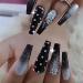 Lckiioy Black Gradient Applique Diamond False Nails Detachable Press on Nails Glitter Diamond Nails Nail Art - Buy Online on SooperMarket.com