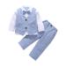 AmzBarley Baby Boys Gentlemans Outfit Suit Kids Long/Short Sleeve Dress Shirt Pants Vest Bowtie Tuxedo Rompers Childs Birthday Evening Holiday Party Blue 205 1-2 Years