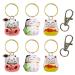 6 Pack Lucky Cat Collar Bells Loud Dog Collar Bells for Potty Training Necklace Pendant with Free Clips Key Rings White Red and Yellow