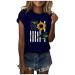 Women Sunflower Summer T Shirt Plus Size Loose Blouse Tops Short Sleeve Graphic Casual Tees Workout Shirts Large (1-Blue, X-Large) X-Large 1-blue