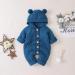 Baby Knitted Hooded Romper Bodysuit | Long Sleeve Jumpsuit 12-18 Months | Blue-Hairball Design - Buy Online on SooperMarket.com