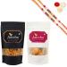 Ghasitaram Gifts Rakhi Gifts for Brothers Rakhi Sweets - Best of 2 Mango Bites 200 GMS and Butter Chakli Sticks 100 GMS Pouch with 2 Pearl Beads Rakhis