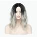 SHIYID Natural Wave Wig Brown Mixed Blonde Silver Gray Hair Middle Part Synthetic Fiber Wigs For White Black Women