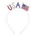 Lux Accessories Silvertone Patriotic USA American Flag Red Blue Clear Crystal Rhinestones Fashion Headband