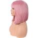 MapofBeauty 12 Inch/30 cm Straight Bob Flat Bangs Short Colorful Synthetic Hair Cosplay Party Wig (Rouge Pink) - Buy Online on SooperMarket.com