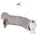 Ownpets Cat Tunnel 48 inch Long S-Shape Collapsible Cat Play Tunnel with Interactive Feather Wand Large Pet Tunnel Tube Toy for Cat Kitten Kitty Puppy Rabbit