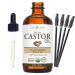 EASY LOOK Castor Oil 4oz  USDA Certified Organic 100% Pure  Stimulate Growth for Eyelashes  Eyebrows  Hair. Skin Moisturizer & Hair Treatment Starter Kit
