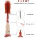 3 in 1 Baby Bottle Brush Set with Lone Handle, Silicone Cleaning Brush with Stand - Portable Teat, Straw, Nipples Cleaner for Bottles, Cups, Thermoses (Red) - Buy Online on SooperMarket.com