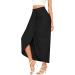 Sanahy Women's Casual Boho Maxi Wrap Skirt in Black | Elastic High Waist | Asymmetrical Slit Design | Perfect for Summer Beach Days - Buy Online on SooperMarket.com