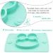Silicone Divided Toddler Plate Set - Non Slip Suction Baby Dinner Plates with Spoon & Fork | BPA Free & FDA Approved - 5owl-cyan - Buy Online on SooperMarket.com