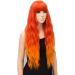 YEESHEDO Long Wavy Curly Wig for Women - 28 Inches Ombre Orange Synthetic Hair with Fringe for Party and Cosplay - Buy Online on SooperMarket.com