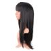 MapofBeauty 22 Women Long Straight Synthetic Wig with Flat Bangs - Heat Resistant Fiber for Party, Cosplay (Black) - Buy Online on SooperMarket.com