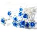 5starwarehouse 10x Bridal Wedding Prom Silver Crystal Diamante Rose Flower Hair Pins Clips Grips (Blue)
