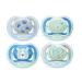 Philips Avent Ultra Air Schnuller-4-pack with light breathable breathable Philips baby tissue in the dark 6 to 18 months (model SCF376/15) blue gray bear pattern/bird 4 pieces (1 Pack)