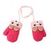 AIDIER Baby Winter Mittens Knitted Gloves with Fleece Lined Hang Neck Mittens for Baby Boyes Girls 0-3 Years Red