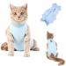 Cat Professional Surgical Recovery Suit Cat Clothes for Abdominal Wounds or Skin Diseases (M Blue) 1.36 kg (Pack of 1) Blue