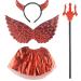 Halloween Devil Costume Set 4pcs Devil Horns Shape Headband Skirt Scepter Cosplay Costume Suit for Halloween Party