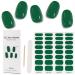 Kalolary 32PCS Cured Gel Nail Polish Strips Adhesive Full Wrap Gel Nail Art Sticker Waterproof Gel Nail Wrap Stickers with Nail File and Stick(UV/LED Lamp Required) (Green)
