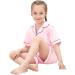 SWOMOG Kids Satin Pyjamas Set - Button-Down Silk Pjs Short Sleeve Lounge Set - 10-11 Years - Pink - Buy Online on SooperMarket.com