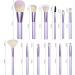HEYMKGO 12pcs Professional Makeup Brushes Set with Transparent Handles - Ideal for Foundation, Blending, and Eyeshadow - Purple Triangle Puff Included - Buy Online on SooperMarket.com