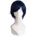 MapofBeauty Cosplay Costume Men's Short Straight Wig (Black/Blue) Black/ Blue