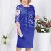 Plus Size Floral Lace Sheath Dress XL Dark Blue-1 | Knee Length Work Casual Party Cocktail Dress - Buy Online on SooperMarket.com