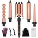 Hair Curling Iron 5 in 1 Curling Wands Set with Interchangeable 0.35''-1.3'' Barrels for Curly Hairstyle 30s Heat Up 180-450 F Temp Adjustment Glove & Clips Included Black