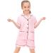 SWOMOG Kids Satin Pyjamas Set - Button-Down Silk Pjs Short Sleeve Lounge Set - 10-11 Years - Pink - Buy Online on SooperMarket.com