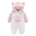 Haokaini Newborn Bear Warmer Snowsuit Cotton Fleece Hooded Romper Jumpsuit for Baby Girls Boys 6-9 Months White+Pink