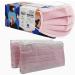 50PCS Disposable Face Masks with Elastic Ear Loop 3-Ply Earloop Breathable Non-Woven Mouth Cover Mask for Home Park Office- Pink