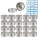 Zeoabsy 50 pieces empty 30 ml round silver aluminum tins with screw-top screw socket CREMED cans Aluminum tins doses aluminum box tin cans for cosmetics candle ointments 5x spatula 2x etiquette silver 30ml