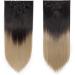 Silk-co 26 Inch 8PCS Clip in Hair Extensions Dark Brown to Ash Blond - 100% Synthetic Long Straight Hair Piece for Full Head - Buy Online on SooperMarket.com