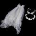 Merroyal Girls Communion Bow and Dangle Cross Charm with 24 Inch Veil on Hair Comb with White Floral Crown (Veil with Crsytal One Size) Veil With Crsytal One Size - Buy Online on SooperMarket.com