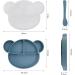 Silicone Baby Suction Plate with Lid and Spoon - Kid Divided Weaning Plate in Blue | BPA Free & Dishwasher Safe - Children's Dinnerware Set - Buy Online on SooperMarket.com