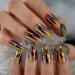 iMABC Cool Punk Style Magic Gold Fake Nails Long Metallic Mirror Almond Press on False Nails Reusable Nails Art Tips DIY at Home L6301